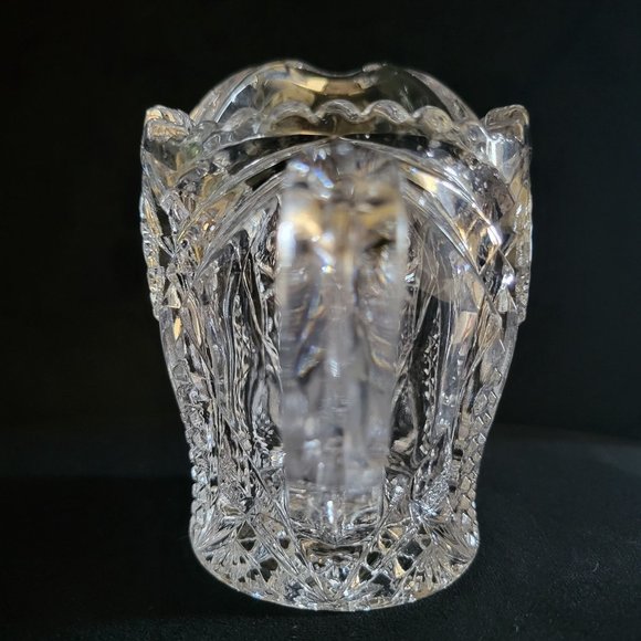 Vintage Pressed Glass Creamer Sawtooth Scalloped Rim, Small Glass Pitcher - Picture 4 of 6